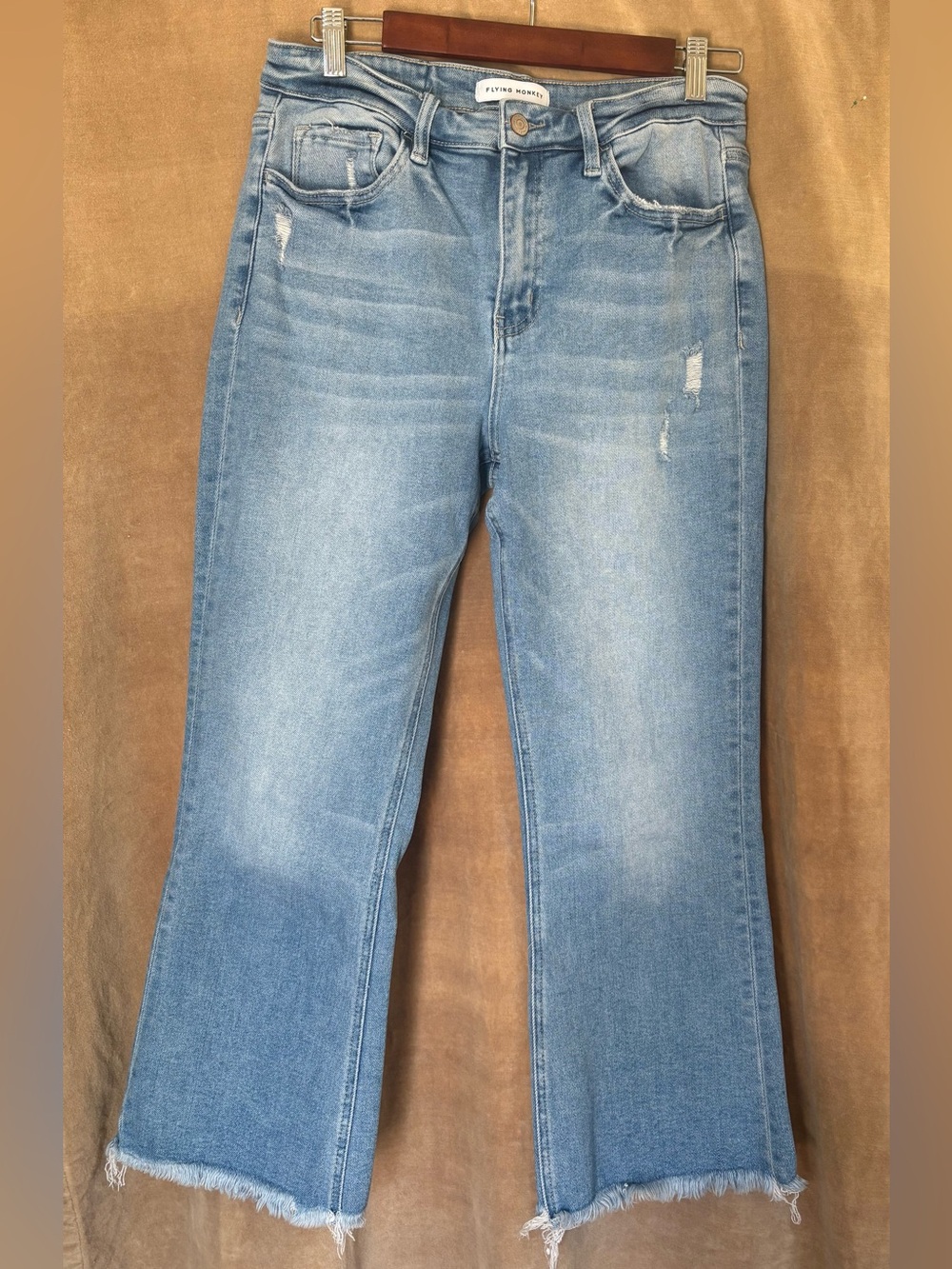 Flying Monkey Light Wash Cropped Flare Jeans